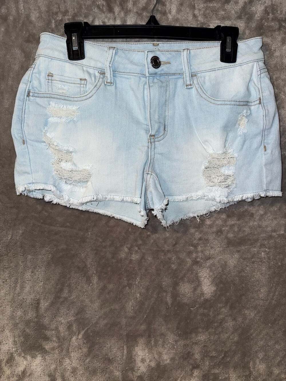 SO Goods For Life Distressed Denim Shortie Shorts Size 9/29W